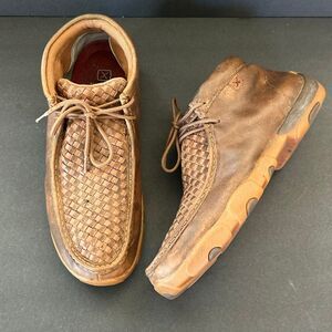 TWISTED X WOVEN CHUKKA DRIVING MOC SHOES Men’s Sz 11 Brown Tan Leather Western